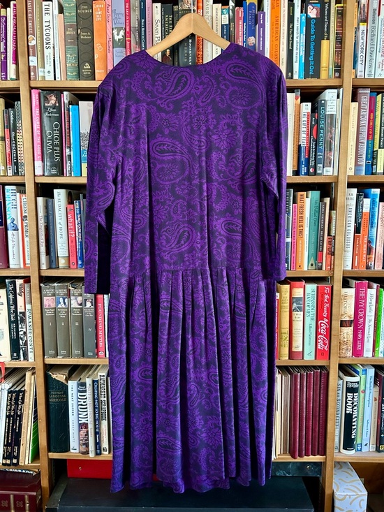 Compagnie Internationale Express Dresses & Skirts - Vintage 80s Compagnie Internationale Express Purple Paisley Drop Waist Dress M
